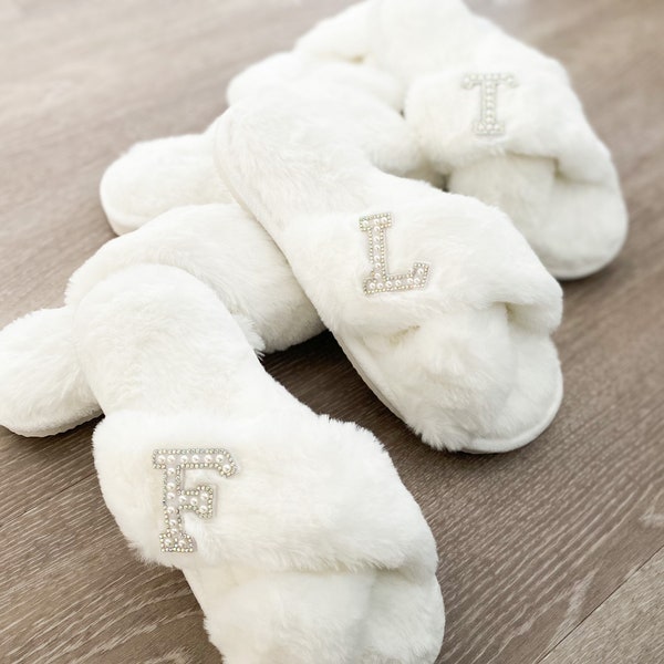 Bridal Slippers | Super Soft, Personalisaed for you and your Bridal Party with Rhinestone Decal.