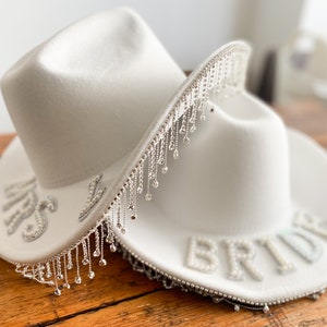 Bridal Hat White Cowboy Hat with Diamanté Trim. Great Cowgirl Hat for Hen & Bachelorette image 2