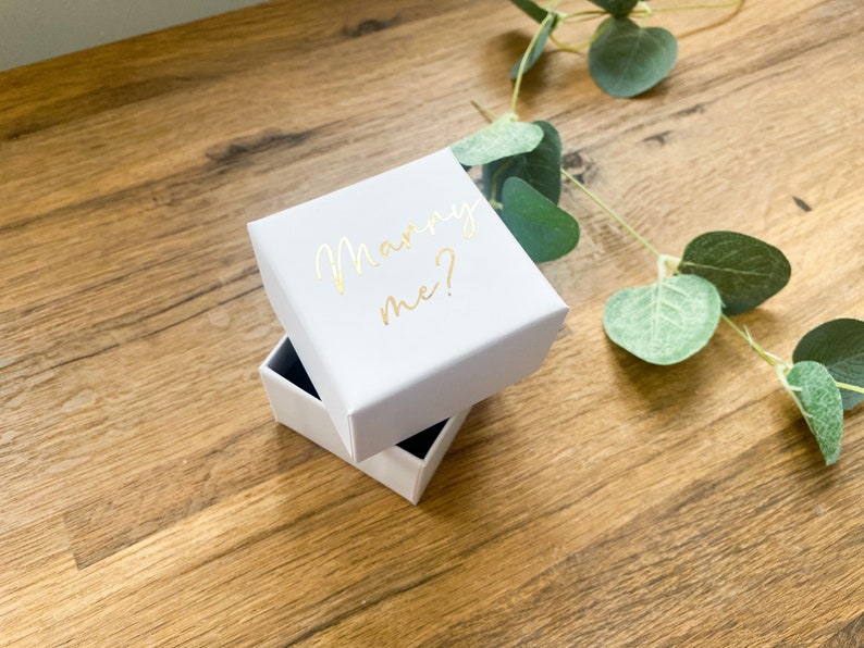 Personalised Engagement Ring Box Wedding Gift for the Bride and Groom Choose Any Text image 3