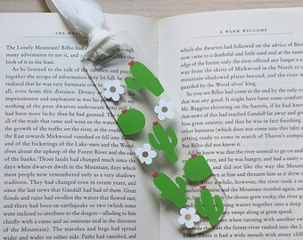 Cactus Acrylic Bookmark | Book Lover Gift, Chiffon Ribbon