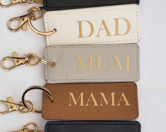 Mum and Dad Leather Keychain