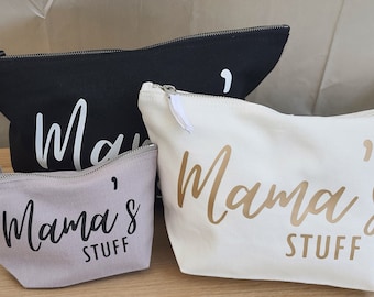 Mama's Stuff Cotton Pouch | Zippered Cosmetic Bag