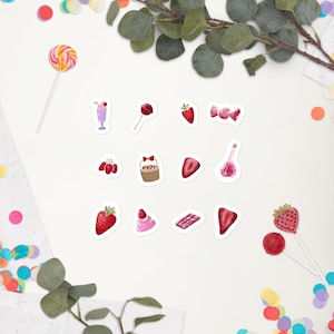 Strawberry Sticker Pack – Set of 9 Cute Berry Designs – Waterproof Vinyl Decals for Journals, Laptops & More