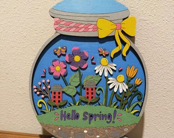 Spring Door Sign SVG,Spring Season Svg, Glowforge svg, svg file for laser, glowforge svg file, Spring Sign, Hello Spring Door Sign