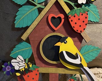 Birdhouse svg, Spring sign, bees, strawberry svg, hello spring sign, garden sign, gardening, wall sign, diy kit, paint parties svg, nursery