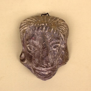 Antique Clay Carved Miniature Greek Face Head Carving Sculpture Hanging