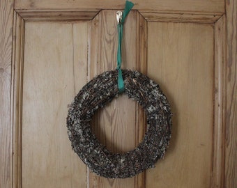 Vintage Natural Lichen Moss & Twig Wreath Door Decoration