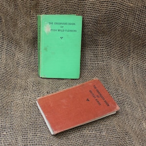 Livro de observadores vintage de pássaros britânicos, flores selvagens, bolso colecionável, capa dura
