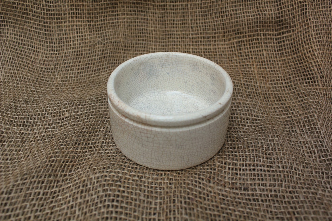 Antique Victorian Pottery Meat Paste Pot Crackle Glaze Serving Dish