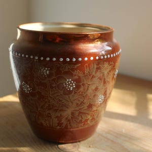 Vintage bloemen Poolse aardewerk plantenbak vaas kamerplant