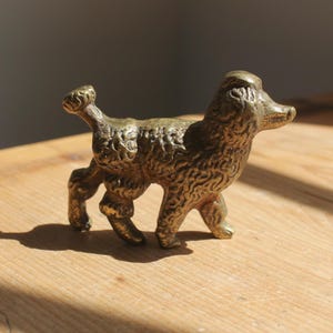 アンティーク真鍮製プードル犬の置物 農家風装飾オーナメント