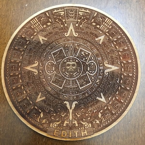 Aztec Mexica Calendar Wood Coaster