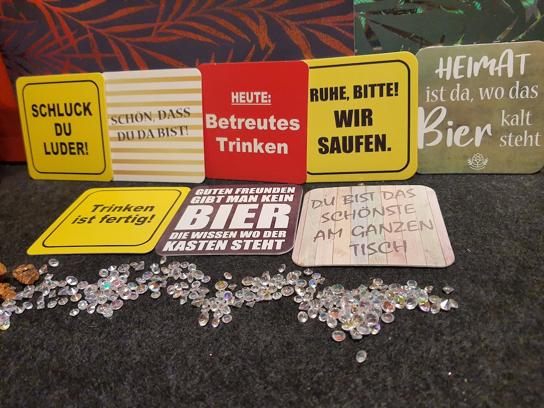 Bierdeckel mit Sprüchen 8 verschiedene Sprüche im Set Untersetzer
