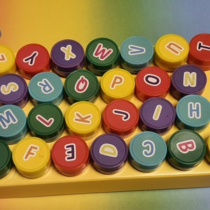 Stempel Set mit 26 selbstfärbenden Stempeln für Kinder Blitzversand  Geschenk  #Buchstaben Alphabet