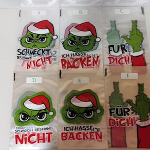 Der Grinch Gebäcktüten Geschenktüten Ich hasse backen Schmeckt bestimmt nicht Für Dich Weihnachten Geschenk Lustig Fun Blitzversand