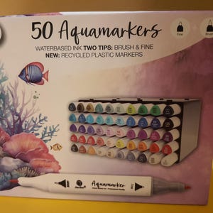 50 Aquamarker in stapelbarer Box Auf Wasserbasis vermischbar Neue Farben Neue Triangle Form 2 Spitzen Fine & Brush DécoTime Blitzversand #2