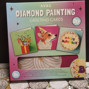 Diamond Painting Grußkarten mit Umschlägen Glückwunschkarten 3 Stück 18cm x 18cm Blitzversand