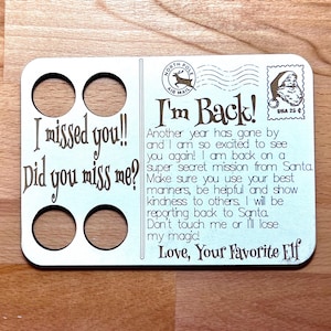 Elf Postkarte I'm back I Missed You Willkommen zurück Postkarte SVG PNG (Digitale Datei)