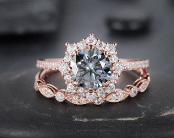 Cut Diamond Engagement Rose Gold Cushion Cut Ring Vintage