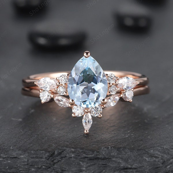 Aquamarine Ring Engagement - Etsy