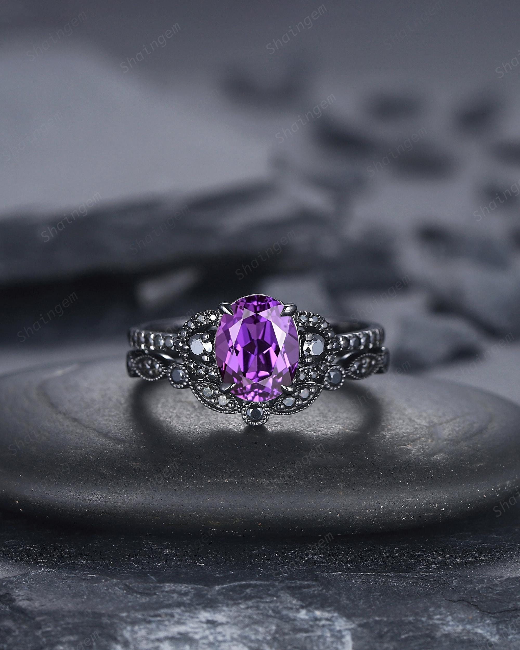 【BLACKPURPLE】[blacklabel] 3A mystic square crystalring Amazon.com: GZSRTT Prison Ring Black Purple Cubic Zirconia