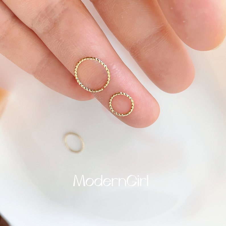 Thin Sterling Silver Gold Textured Hoop, Huggie Hoop Earring,Cartilage Piercing,Conch Piercing,Huggie Earrings,Thickness 0.64mm 22 Gauge image 3