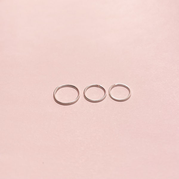 Small Hoops Earrings,Cartilage Hoop Earrings,Silver,Rose,Gold Filled,Thickness 0.81mm,Dainty Endless Hoop Earring,Gift for her