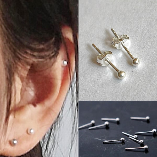 Kleine Ohrstecker,Kleine Silber Ohrstecker,Sterling Silber,2mm,Kugel Ohrstecker,Geschenk für Sie