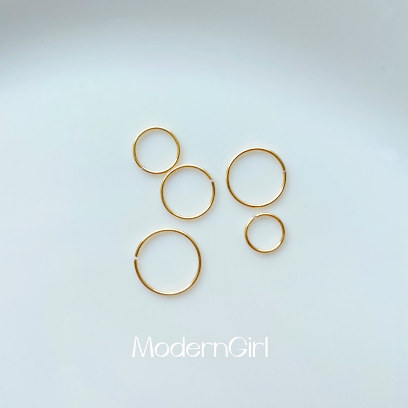 Schläfer Nasenringe, Gold Filled Endlose Hoops, handgemachte Hoop Ringe, Dicke 0,64mm 22 Gauge Bild 6