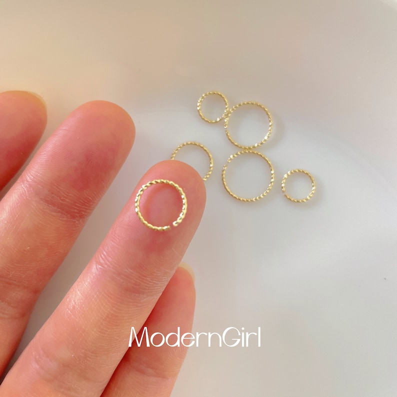Thin Nose Piercing Hoop,Small Nose Ring,Gold Sterling Silver Nose Jewelry,Nose Piercing,Textured,Twisted,Thickness 0.64mm 22 Gauge image 2
