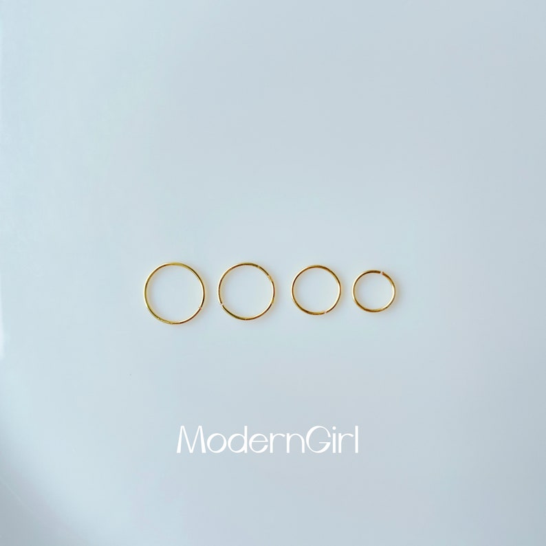 Sleeper Nose Rings,Gold Filled Endless Hoops, Handmade Hoop Rrings, Thickness 0.64mm 22 Gauge image 3