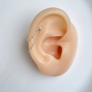 Cartilage Earrings,Helix Chain Earring,Chain Stud Earrings,Double Chain piercing Earrings,Hypoallergenic Earring, 925 Sterling Silver Earrin image 8