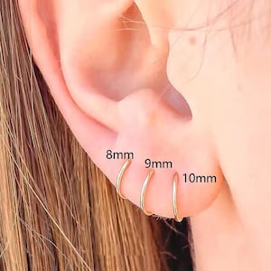 Cartilage Hoop Earrings,Small Hoops Earrings,Silver,Rose,Gold Filled,Thickness 0.64mm,Dainty Endless Hoop Earring image 4