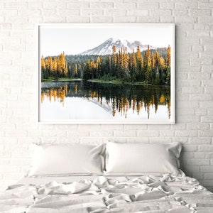 Reflection Lake Wall Photo, Mount Rainier National Park, Washington Mountain Photography, Landscape Print, Multiple Sizes Available