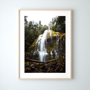 Moody Oregon Waterfall Print, Pacific Northwest Photography, Foggy Misty Forest Wall Photo, Multiple Sizes Available