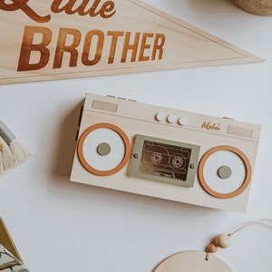 PERSONALIZED RADIO PIGGYBANK , Wooden Gift For Kids, Nursery and kids room Decor, Wooden Piggy Bank