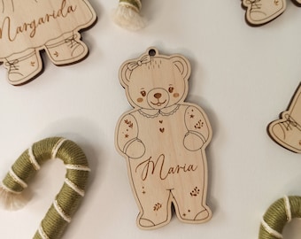 P E R S O N A L I Z E D ·  BABY BEAR (girl) ·  ORNAMENT · Cute Family Christmas Decoration Ornament