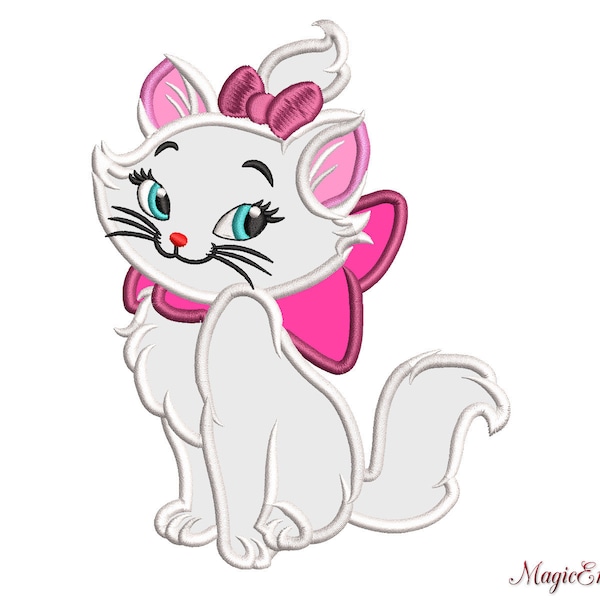 Marie Kitty APPLIQUE Design Aristocats Stickdatei, APPLIQUE Stickdatei, Maschinenstickerei, Instant Download