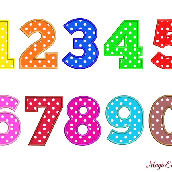 APPLIQUE Numbers, Birthday APPLIQUE Numbers, Birthday APPLIQUE Design Machine Embroidery Design 6 sizes, Instant Download