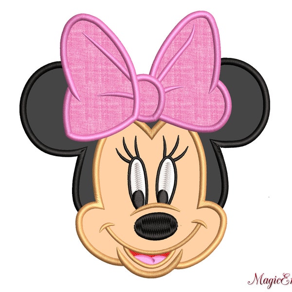 Minnie APPLIQUE Design, Mouse Face Machine Embroidery Design, Instant Download