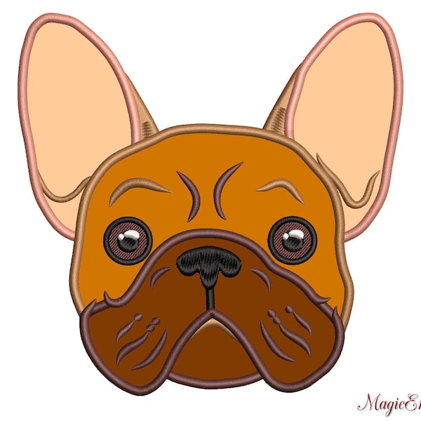 Bulldog APPLIQUE Design, Dog Face, French Bulldog, Embroidery Design File, APPLIQUE Embroidery Design, Machine Embroidery, Instant Download
