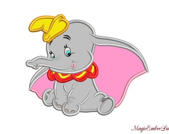 Dumbo APPLIQUE Design Cute Elephant, Baby Elephant Embroidery Design File, APPLIQUE Embroidery Design, Machine Embroidery, Kids