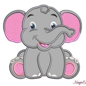 Elephant APPLIQUE, Cute Elephant Machine Embroidery Design, Safari Elephant, Instant Download