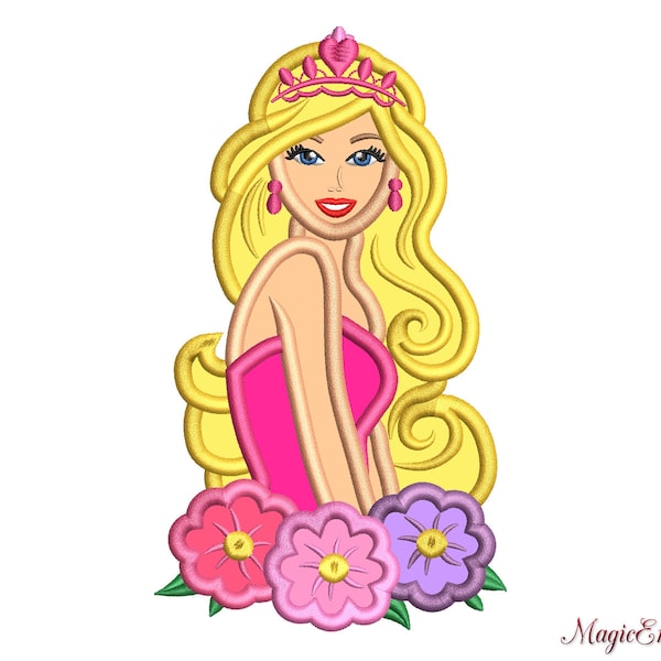 Princess APPLIQUE, Cute Girl APPLIQUE, Instant Download