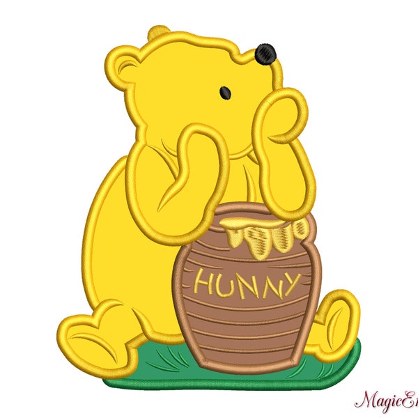 Winnie the Pooh APPLIQUE Design, Winnie Hunny APPLIQUE, Instant Download