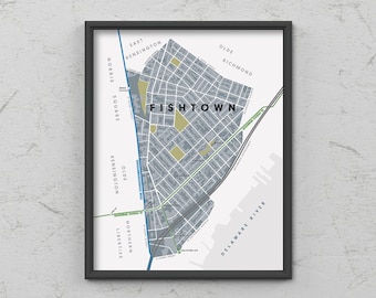 Fishtown Neighborhood Map Print, Philadelphia, Pennsylvania