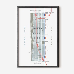 Upper West Side Neighborhood Map Print, Manhattan, New York City