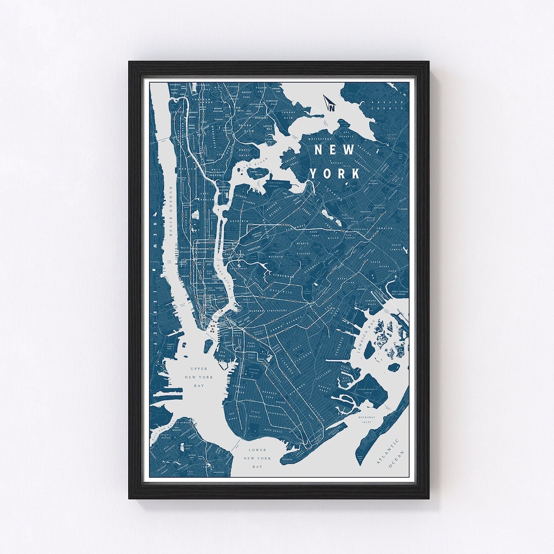 Detailed New York City Neighborhoods Map Print - Etsy