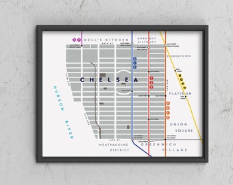 Chelsea Neighborhood Map Print, Manhattan, New York City