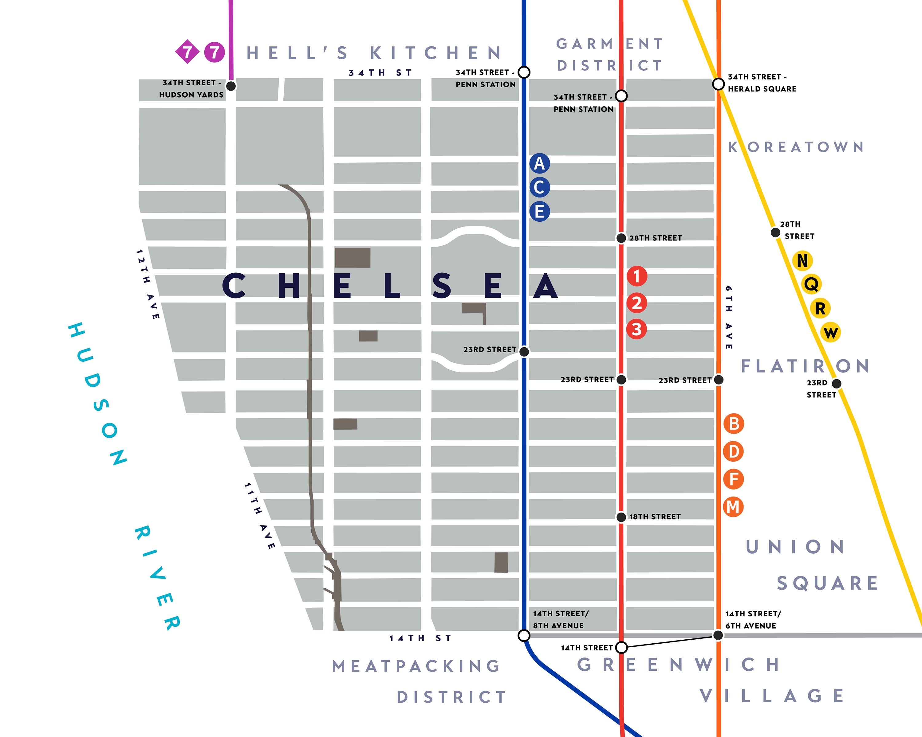 Zip Code Chelsea Chelsea Neighborhood Map Print, Manhattan, New York City - Etsy